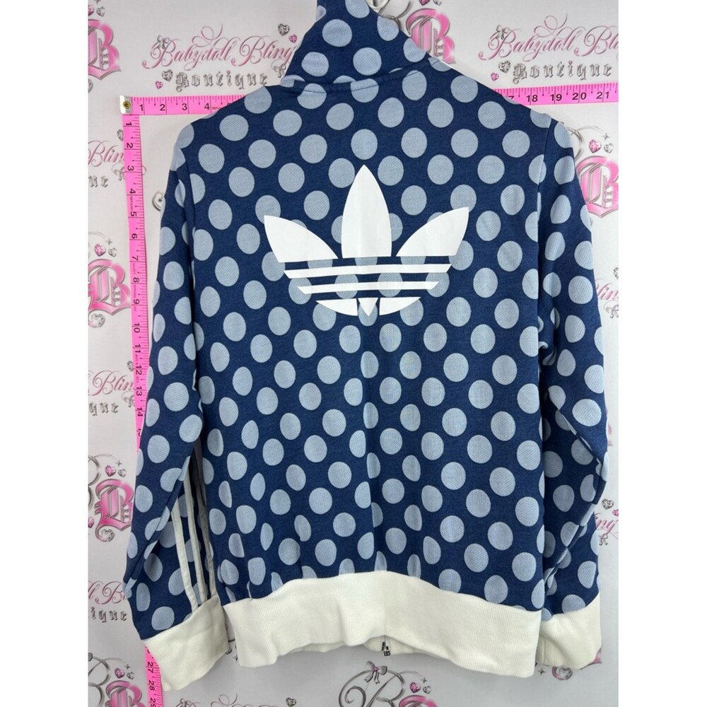 adidas sweater zip up dotted collared Navy and White Polka Dot Track Jacket - Picture 10 of 15